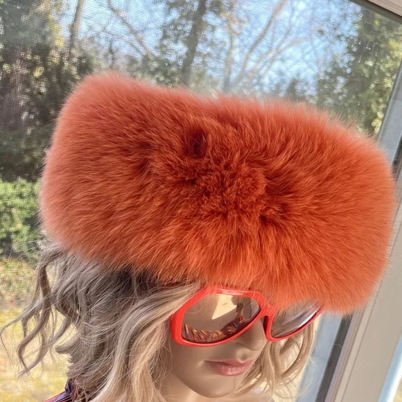 Orange  Fur Women's Hat - Picture 5 of 6